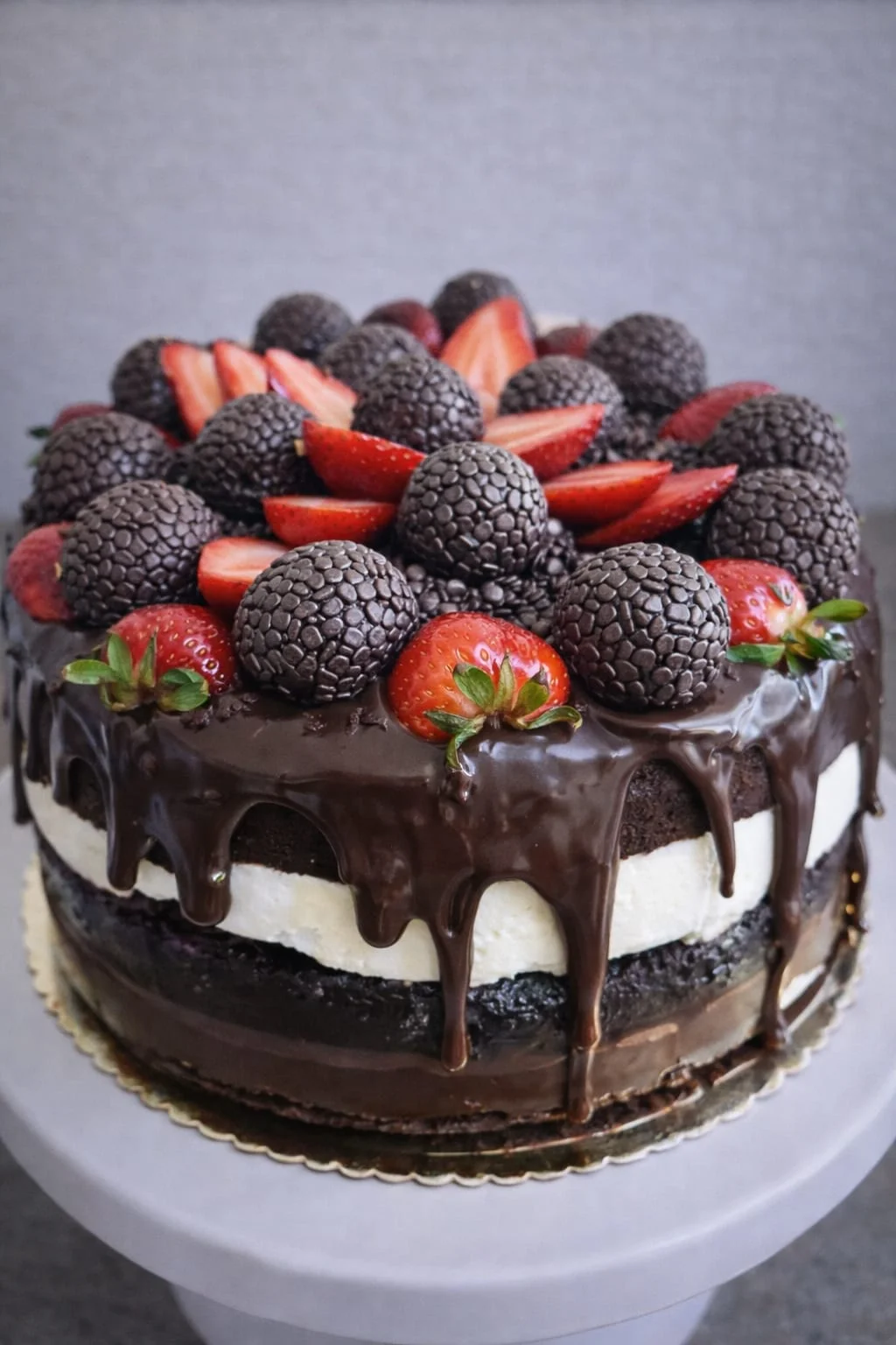 Naked cake de chocolate com frutas